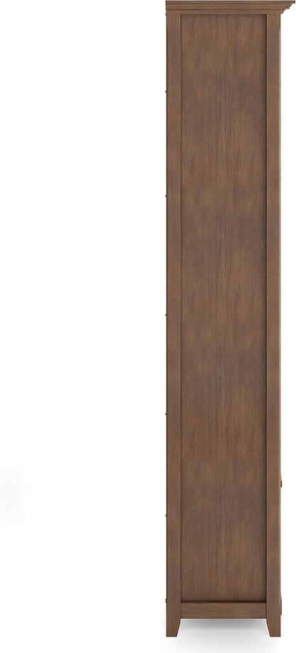 SIMPLIHOME Amherst SOLID WOOD 30 Inch Wide Transitional 5 Shelf Bookcase in Rustic Natural Aged Brown, for The Living Room, Study Room and Office