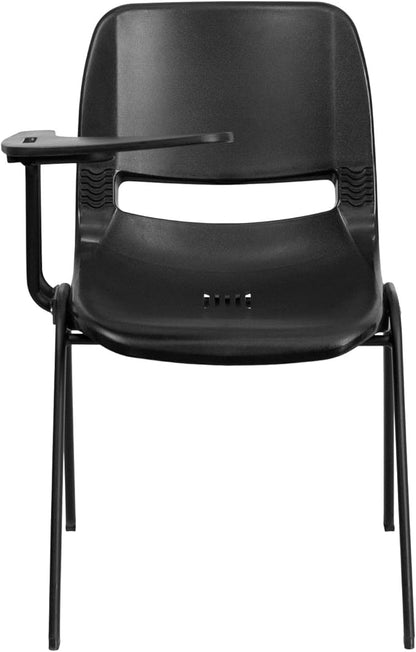 Flash Furniture HERCULES Black Ergonomic Shell Chair with Right Handed Flip-Up Tablet Arm