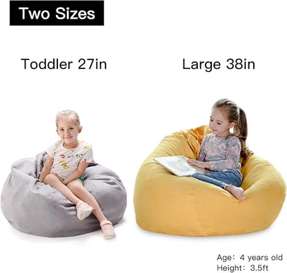 YuppieLife Kids Storage Bean Bag Cover（No Filling） Toy Organizer|Carrying Handle Sofa|Available for Kids and Teenager|Cuddle Chair|Machine Washable and Durable（38“,Pink flowers）
