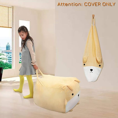 Cute Dog Toy Organizers and Storage for Boys and Girls, Gifts for Kids Bedroom Decor, Stuffed Animal Storage Bean Bag Chair Large Size 22x24 Inch Velvet Extra Soft, Cover ONLY
