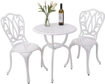 3-Piece Patio Bistro Furniture Set Cast-Aluminum Bistro Table Set for Lawn,Garden,Backyard