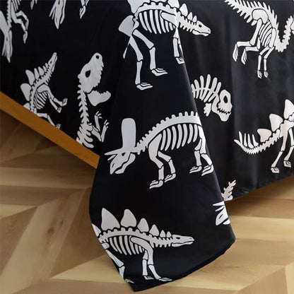 ADASMILE A & S Dinosaur Comforter Set Full Size for Boys Kids 6 Piece Dinosaur Bedding Full Bed in A Bag Comforter Set with Sheets Dinosaur Bed Set Bone Dinosaur Sheets Bone Dinosaur Comforter Sets