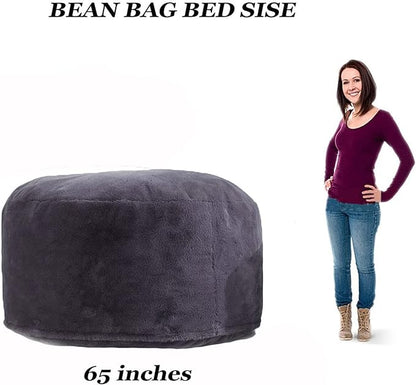 6FT Giant Round Faux Fur Bean Bag Chair Cover - Ultra Soft and Fluffy for Adults, Machine Washable (No Filler, Cover Only)