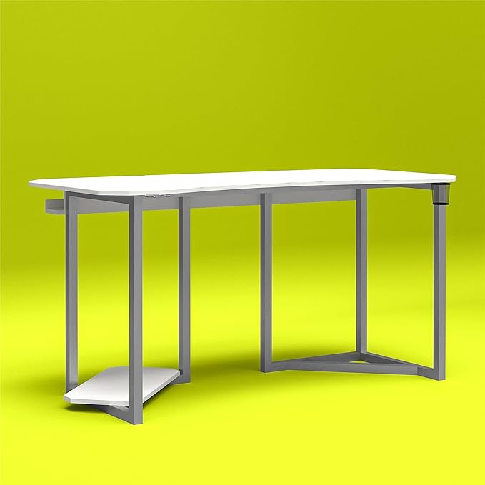 Quest Gaming Desk with CPU Stand, White