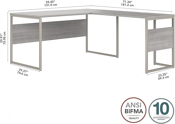 Bush Business Furniture Hybrid 60-inch L-Shaped Table Desk, Platinum Gray (HYB027PG)