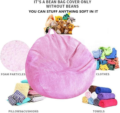 Kisoy Bean Bag Chair Cover (No Filler) Stuffed Animal Storage Bean Bag Cover Pets Dogs/Cats Lazy Beds. Washable Ultra Soft Corduroy Stuffed for Organizing Plush Toys or Textile, Sack Bean Bag