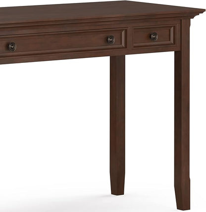 SIMPLIHOME Amherst SOLID WOOD Transitional 54 Inch Wide Desk in Russet Brown, For the Office Desk, Writing Table, Workstation and Study Table