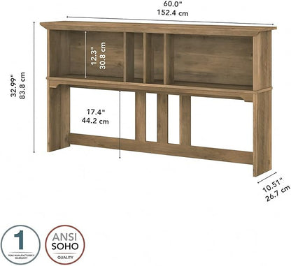 Bush Furniture Salinas Hutch for L Shaped Desk, 60W, Reclaimed Pine