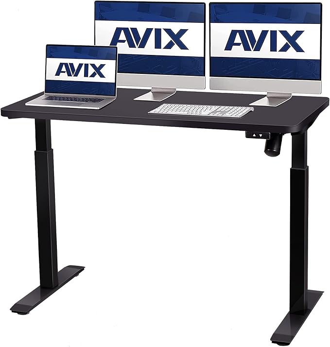 AVIX Whole Piece Electric Standing Desk, 48 x 24 Inches Height Adjustable Desk, Sit Stand Desk Home Office Desks, Black
