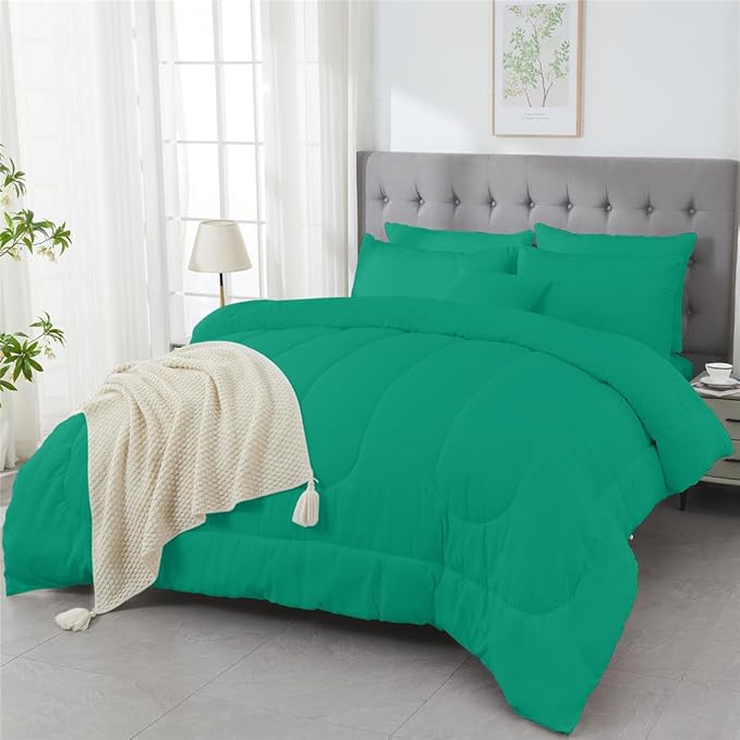 3 Piece Solid Color All Season Bedding Comforter Set Microfiber Soft Lightweight Bedding Set for Kids Teens Adults Room Decor with 1 Comforter and 2 Pillowcases Full