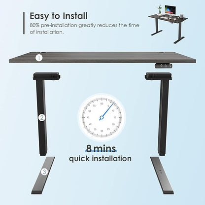 Sunon Sit Laptop Computer Writing Workstations with 3 Pre-Set and USB Port 48" for Home Office Smart Advanced Standing Desk, Grey