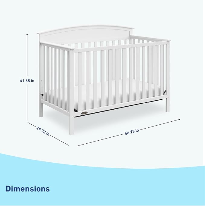 Graco Benton 5-in-1 Convertible Crib (White) – GREENGUARD Gold Certified, Converts from Baby Crib to Toddler Bed, Daybed and Full-Size Bed, Fits Standard Full-Size Crib Mattress
