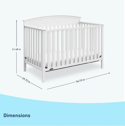 Graco Benton 5-in-1 Convertible Crib (White) – GREENGUARD Gold Certified, Converts from Baby Crib to Toddler Bed, Daybed and Full-Size Bed, Fits Standard Full-Size Crib Mattress