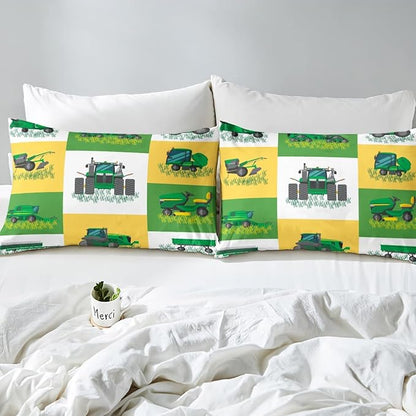 Erosebridal Tractor Comforter Set Full Size, Cartoon Truck Bedding Set, Farm Excavator Down Comforter, Construction Vehicles Comforter for Kids Boys Girls Teens Car Theme Room Decor, 2 Pillow Cases