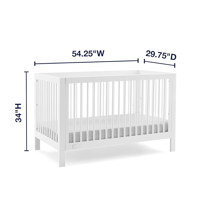 babyGap by Delta Children Charlie 6-in-1 Convertible Crib TrueSleep Crib and Toddler Mattress (Bundle), Bianca White