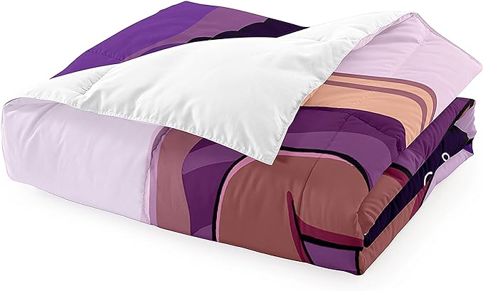 Black Girls Magic Comforter Sets, African American Girl Love Music Purple Designs Soft Fluffy Comforter Duvet, Full Size Afro Pretty Girls Comforter Set for Teens Kids Princess Cute Room Decor