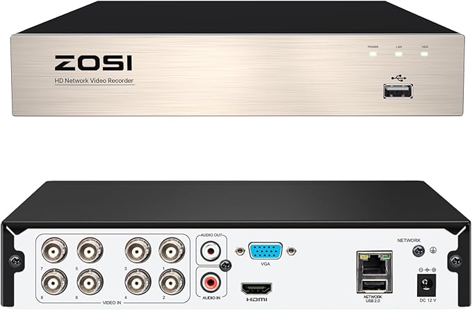 ZOSI 8Channel Surveillance Video Recorders 1080N/720P 4-in-1 HD-TVI Standalone CCTV Security DVR System For 720P,1080P Security Cameras,Motion Detection,Easy Remote Access(NO Hard Drive)