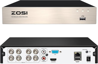 ZOSI 8Channel Surveillance Video Recorders 1080N/720P 4-in-1 HD-TVI Standalone CCTV Security DVR System For 720P,1080P Security Cameras,Motion Detection,Easy Remote Access(NO Hard Drive)