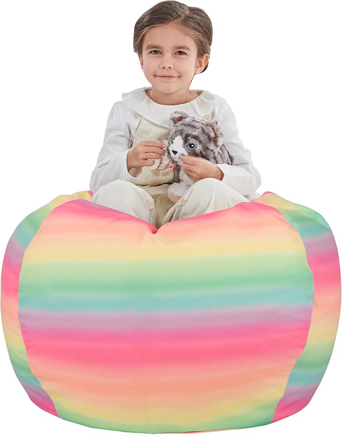 Nobildonna Stuffed Animal Storage Bean Bag Chair Cover Only for Kids Girls Toddler, Large Beanbag Chair without Filling for Organizing Children Soft Plush Toys