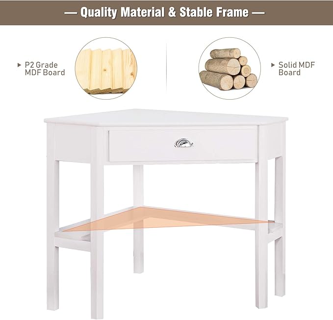 Giantex with One Drawer and One Storage Shelf, White Finish