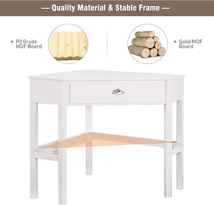 Giantex with One Drawer and One Storage Shelf, White Finish