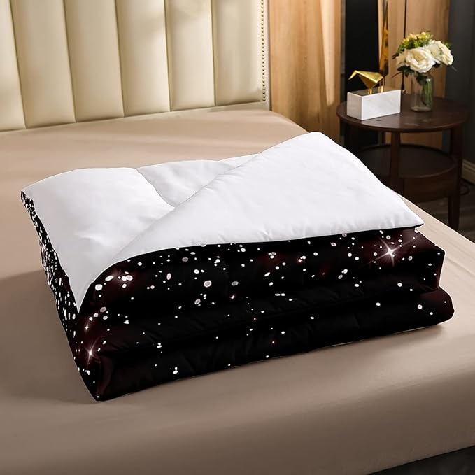 Erosebridal Eiffel Tower Comforter Set Full Size, Paris France Duvet Sets for Kids Teens Adult Women Bedroom Decor Starry Sky Bling Bedding Set City Building Quilted Duvet with 2 Pillow Cases