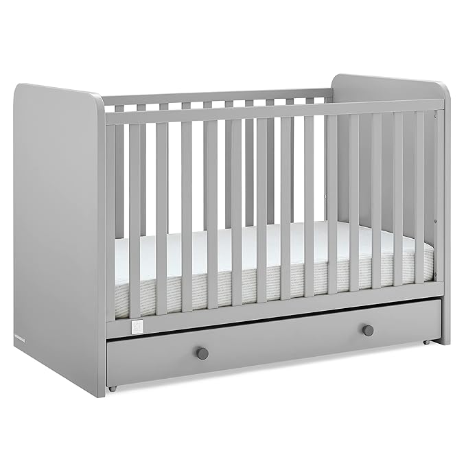 GAP babyGap Graham 4-in-1 Convertible Crib with Storage Drawer - Greenguard Gold Certified, Grey/Dark Grey