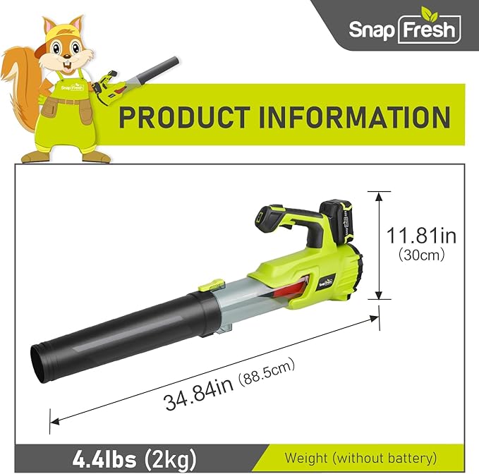 SnapFresh Cordless Leaf Blower - 550CFM Brushless Electric Leaf Blower with 2 x 4.0 Ah Battery and Fast Charger - Lightweight 20V Yard and Garden Blower for Lawn Care…