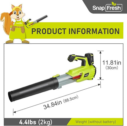 SnapFresh Cordless Leaf Blower - 550CFM Brushless Electric Leaf Blower with 2 x 4.0 Ah Battery and Fast Charger - Lightweight 20V Yard and Garden Blower for Lawn Care…