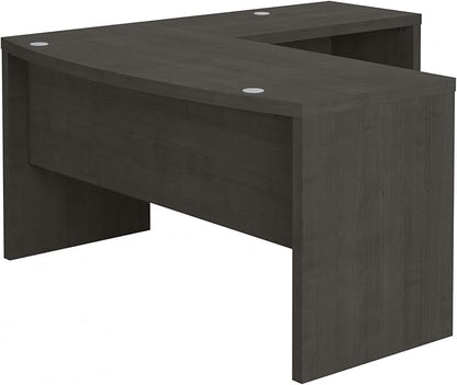 Bush Business Furniture Echo L Shape Desk with Wire Management | Corner Bow Front Table for Home Office with Quick-to-Assemble Hardware, 60W, Charcoal Maple