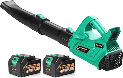 Leaf Blower - 320CFM 180MPH 21V Leaf Blower Cordless with 2 X 5.0 Ah Battery & Charger, Electric Leaf Blower Battery Powered Leaf Blower Lightweight for Snow Blowing & Lawn Care Yard Cleaning