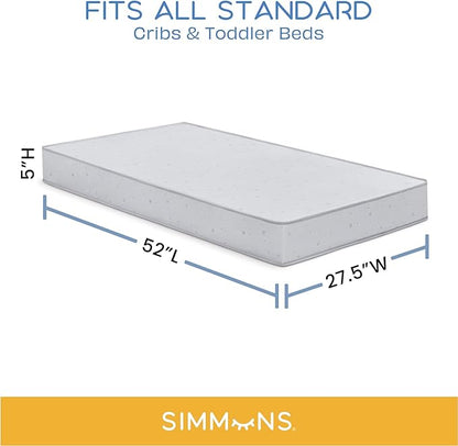 Delta Children Cassie 4-in-1 Convertible Crib with Underdrawer, Lilac + Simmons Kids Silver Nights Dual Sided 2-Stage Baby Crib Mattress (Bundle)