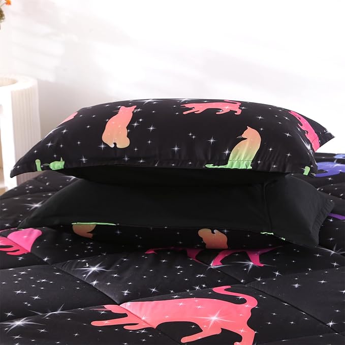 ENCOFT Cat Full Bedding Comforter Set Full for Girls and Boys Premium 3 Piece Cats Bedding Set Black Comfortable and Breathable for Teens and Adults with 1 Comforter and 2 Pillowcases