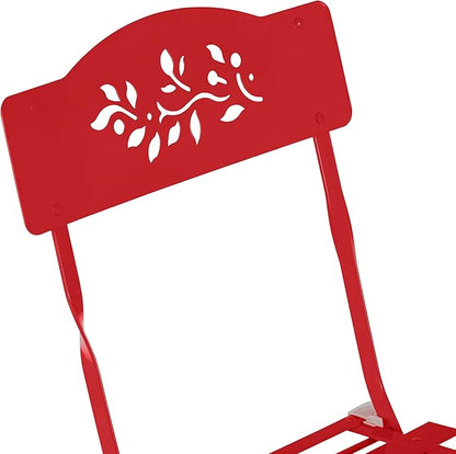 Alpine Corporation Indoor/Outdoor 3-Piece Bistro Set Folding Table and Chairs Patio Seating, Red
