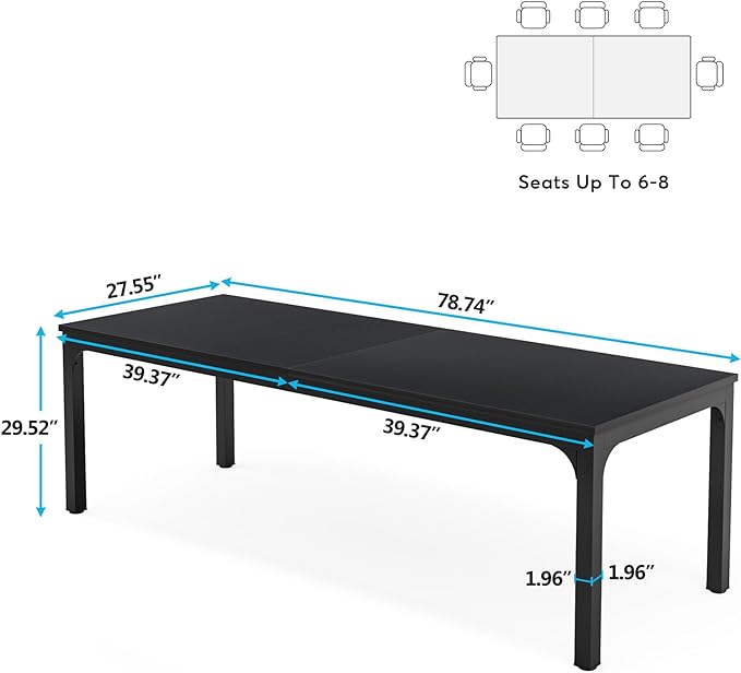 78.7 Inches Extra Long Two Person Office Desk,Double Workstation for Home Office,Black