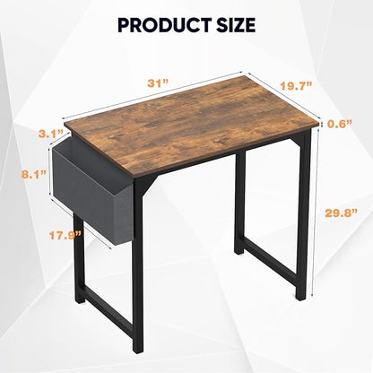 DUMOS 32 Inch Office Small Computer Desk Modern Simple Style Writing Study Work Table for Home Bedroom - Rustic Brown