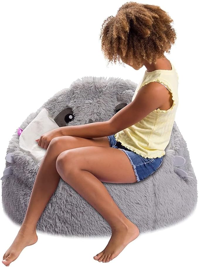 Posh Creations Cute Soft and Comfy Bean Bag Chair for Kids, Animal - Grey Sloth