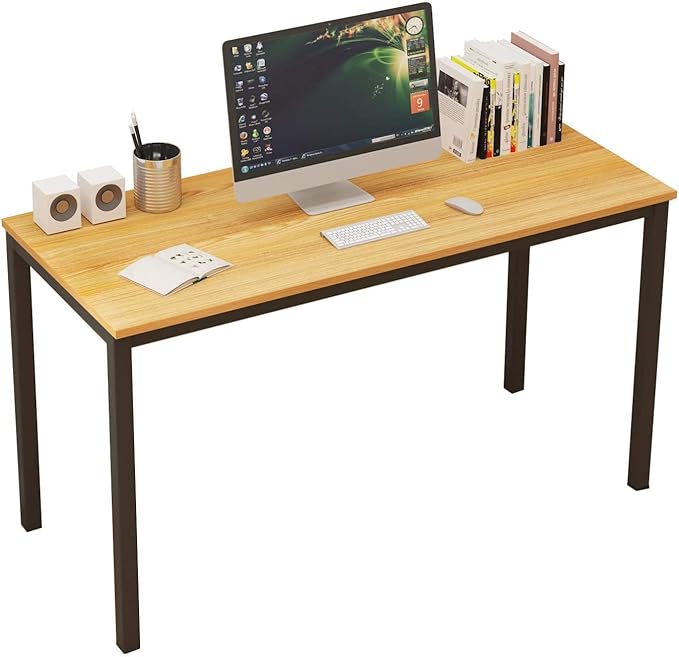 SogesGame Computer Desk, 63 inches Office Desk Computer Table Study Writing Desk Workstation for Home Office, Teak Dining Table