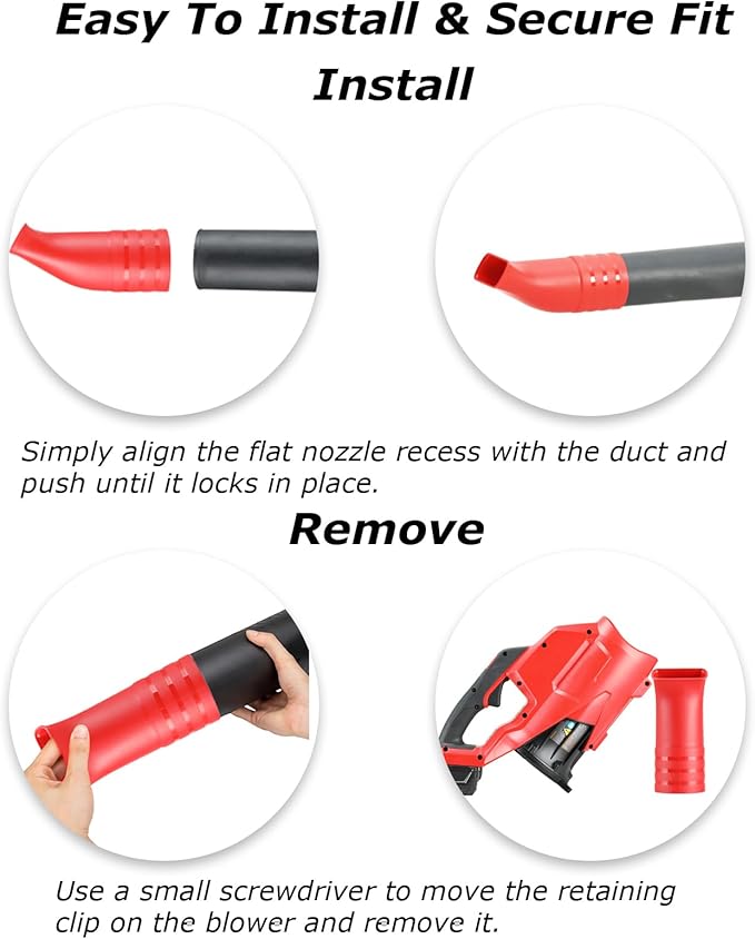 Flat Bend Nozzle for Milwaukee M18 Fuel Leaf Blower - Leaf Blower Nozzle for Drying, Blow-Drying, and Purging Cars, Trucks, and Tool Boxes (1 Pack, No Tool)