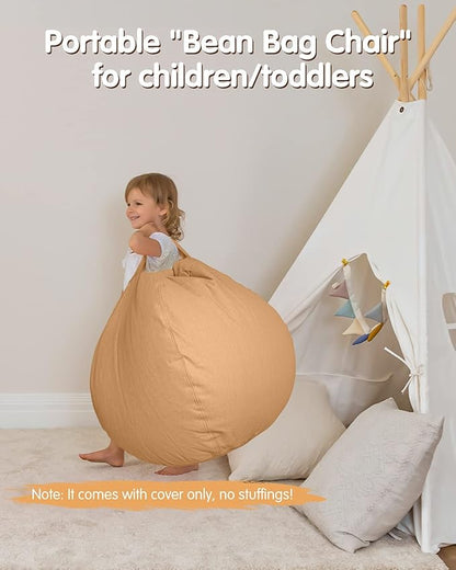 Aubliss Stuffed Animal Bean Bag Storage Chair (Solid Khaki, Large (38''))