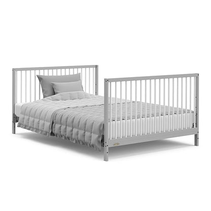 Graco Teddi 5-in-1 Convertible Crib with Drawer (Pebble Gray with White) – GREENGUARD Gold Certified, Crib with Drawer Combo, Full-Size Nursery Storage Drawer, Converts to Toddler Bed