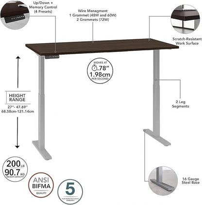 Bush Business Furniture Move 60 27-48-Inch Adjustable Desk, Black Walnut/Cool Gray Metallic (M6S6030BWSK)