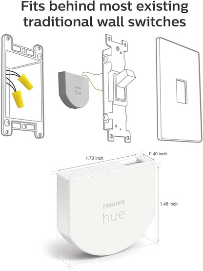 Philips Hue Wall Switch Module, White - 2 Pack - Indoor - Keeps Hue Smart Lights Reachable When Switch is Off - Requires Hue Lights and Hue Bridge