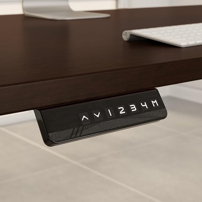 Bush Business Furniture Move 60 Series Electric Ergonomic Sit-Stand Computer Table for Home and Professional Office, 60W x 30D, Mocha Cherry