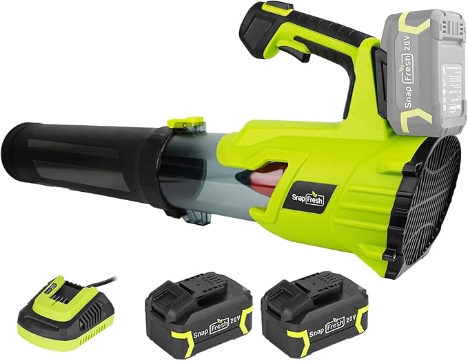 SnapFresh Cordless Leaf Blower - 550CFM Brushless Electric Leaf Blower with 2 x 4.0 Ah Battery and Fast Charger - Lightweight 20V Yard and Garden Blower for Lawn Care…