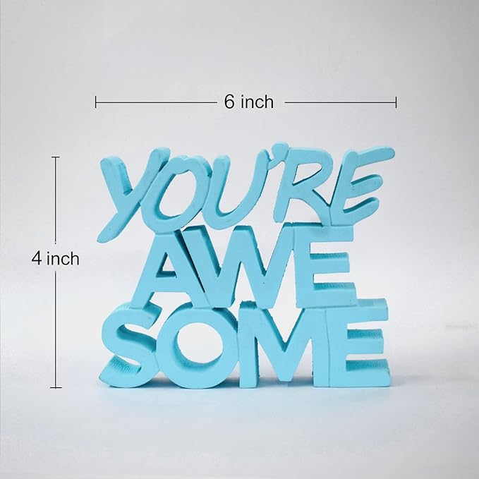 You are Awesome Blue Fancy Showpiece - Creative Home Décor for Kids' Rooms and Study Tables for Students (6.5 x 5.60 inch) - Engineered Wood Decorative Item