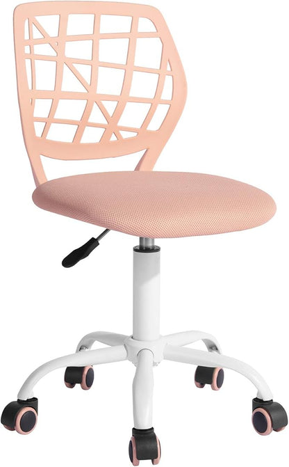 FurnitureR Kids Desk Chair, Small Office Chair Armless Adjsutable Swivel Task Chair with Soft Cushion for Study Kids Teens Child, Orange Rose