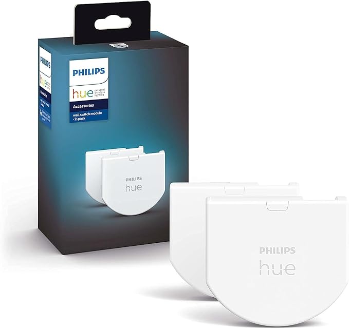 Philips Hue Wall Switch Module, White - 2 Pack - Indoor - Keeps Hue Smart Lights Reachable When Switch is Off - Requires Hue Lights and Hue Bridge
