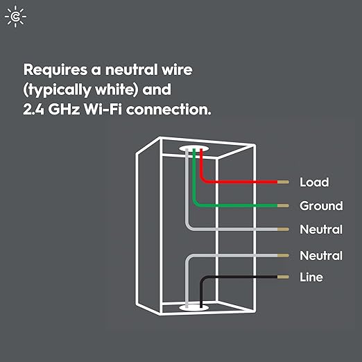 GE CYNC Smart Light Switch, Button Style, Neutral Wire Required, Bluetooth and 2.4 GHz Wi-Fi 4-Wire Switch, Works with Alexa and Google (1 Pack)