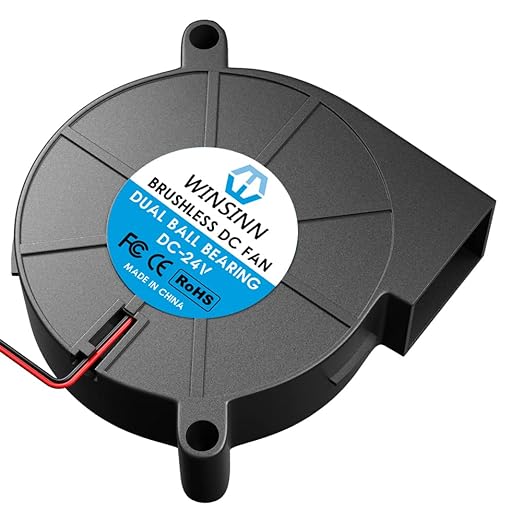 WINSINN 50mm 5015 Blower Fan 12V, 3D Printer 24 volt Fans Blower Turbine Turbo Dual Ball Bearing, 1000mm/39in cable Brushless Cooling 50mmx15mm 2PIN (Pack of 4Pcs)